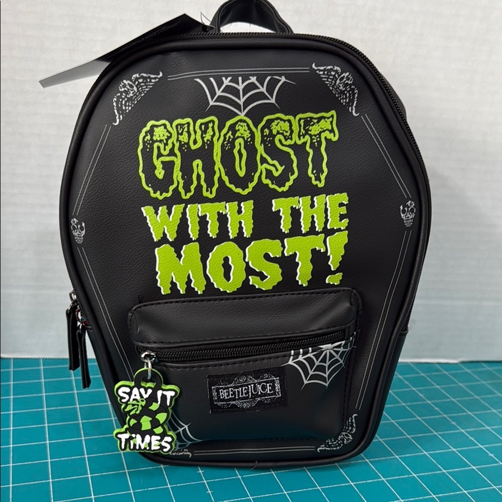Beetlejuice Black “Ghost With The Most” Mini Backpack 11x9x3 New With Tags